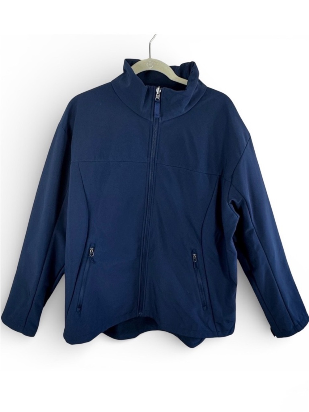 Dunbrooke Mens 2XL Navy Blue Softshell Jacket Full Zip Fleece Lined Stand Collar